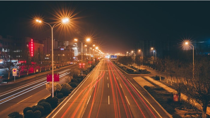 Empty highway at night