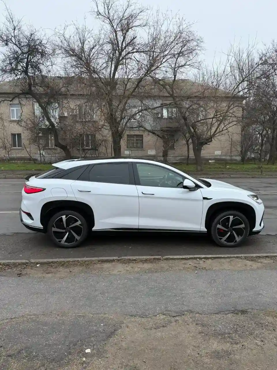 Бокова демонстрація білого BYD Sealion